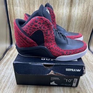 Supra Spectre Chimera Men's 10.5 Red Black Leopard Lil Wayne High Top Shoes